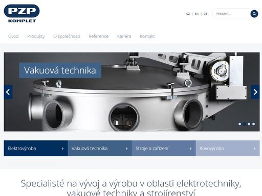 pzp komplet a.s. - vývoj a výroba elektrotechnických zařízení, elektrorozvaděče, vakuová technika, zakázková výroba strojů a zařízení, kovovýroba.
