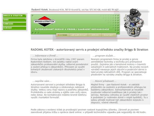 radomil kotek, autorizovaný servis a prodej zahradní mechanizace