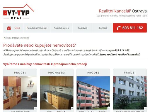 prodáváte nebo kupujete nemovitost? nákup a prodej nemovitostí zejména v moravskoslezském kraji. realitní kancelář byt-typ real, ostrava.
