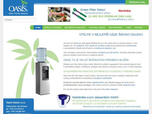 nejkvalitnější výdejníky vody, pou, filtrační systémy a další výrobky nadnárodní skupiny oasis. špičkové servisní a distribuční služby.