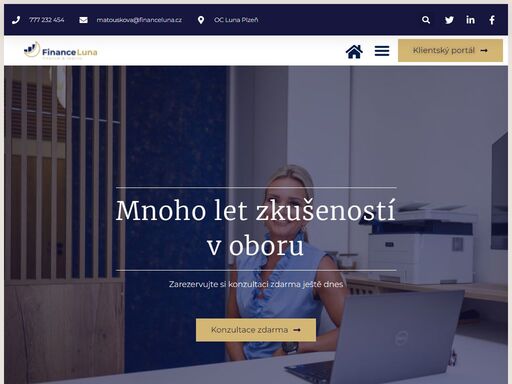 mnoho let zkušeností v oboru zarezervujte si konzultaci zdarma ještě dnes konzultace zdarma spokojených klientů 0 + úvěrů 0 + pojištění 0 + spoření 0 + vítejte! asi bych jako jiní měla napsat, že jsem už od dětství netoužila dělat nic jiného. no, zklamu vás. chtěla jsem být astronaut…. později jsem snížila laťku z