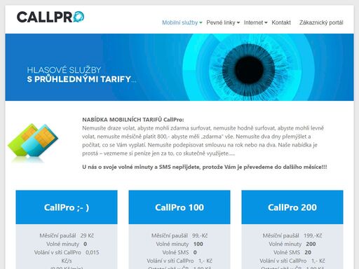 callpro volání mobilní, voip, internet, televize