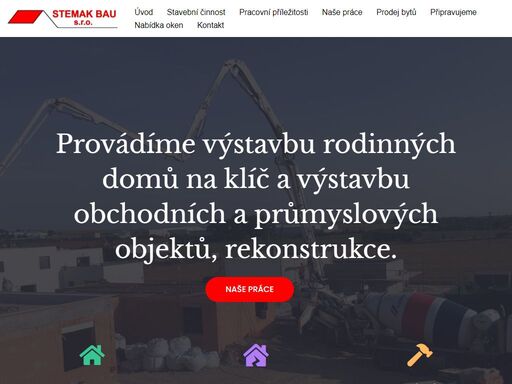 provádíme výstavbu rodinných domů na klíč a výstavbu obchodních a průmyslových objektů, rekonstrukce.