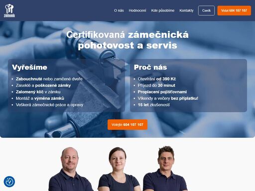 zámečnická pohotovost a servis pro prahu a středočeský kraj | nonstop 604 107 107 | příjezd do 30 minut | otevření od 390 kč | 15 let zkušeností