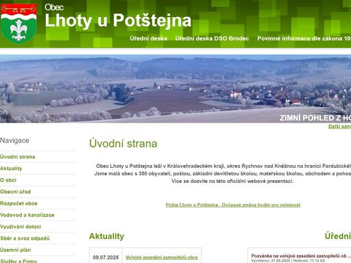 oficiální webové stránky obce lhoty u potštejna