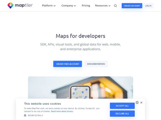 mapping platform designed for developers. publish interactive maps in your web applications and on mobile devices.