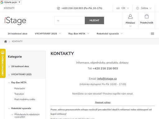 kontakty, istage.cz