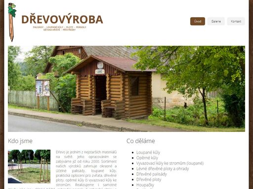 nabídka loupaných kůlů a dalších dřevěných výrobků