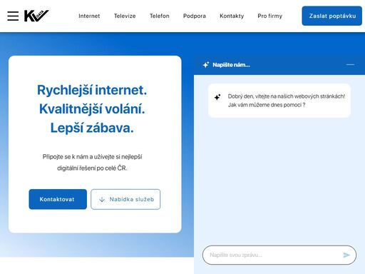 pořiďte si rychlejší internet od 200 kč měsíčně a doplňte ho naší televizí! kvdata přináší spolehlivé služby a skvělou zábavu do každé domácnosti i firmy po celé čr.