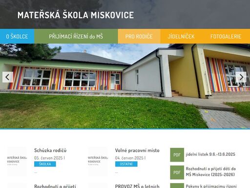 mateřskou školu najdou rodiče v miskovicích poblíž hlavní silnice na prahu. v mš jsou pro děti připraveny dvě třídy (včeličky a berušky) pro max. 25 dětí a od školního roku 2019/ 2020 jedna menší třída (motýlci) pro max. 10 dětí.