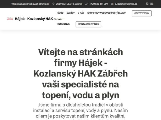 hájek a kozlanský hak zábřeh s.r.o. nabízí kvalitní služby v oblasti topení, vody a plynu