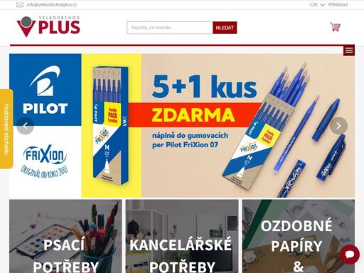 jsme spolehlivý dodavatel pro malé i velké firmy na  velkoobchodplus.cz - zabýváme se prodejem výtvarných a kancelářských potřeb, kancelářské techniky a kompletního sortimentu papírnictví pro firmy, školy i domácnosti.