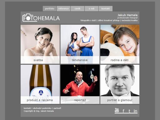 prezentace profesionálního fotografa. jakub hemala nabízí fotografování svateb, produktové a reklamní fotografie, těhotenské foto, portrétní a glamour foto, fotografování v ateliéru i reportáže.