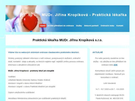 mudr. jiřina kropíková - praktická lékařka pardubice
