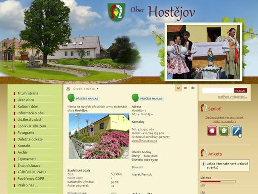 oficiální stránky obce hostějov