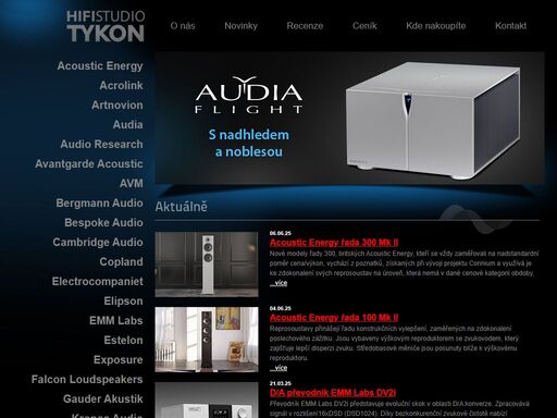 hi-fi studio tykon ostrava - špičková audio video technika značek: acoustic energy, acrolink, acustica applicata, audia, avantgarde acoustic, cambridge audio, dartzeel, electrocompaniet, elipson, emm labs, music first audio, norstone, rel, sonus faber, soundcare, wilson benesch