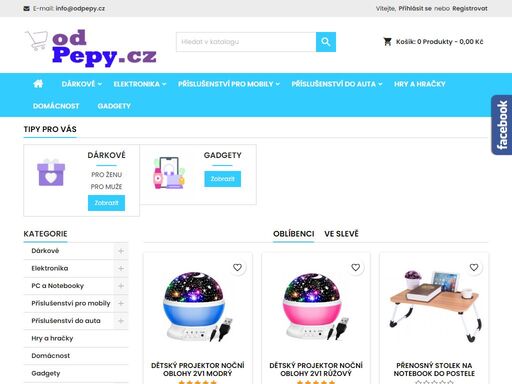 odpepy.cz obsahuje vychytanou nabídku dárků. zahrnuje různý sortiment jako hračky pro děti, vychytávky do domácnosti i auta, gadgets, elektroniku a mnoho jiného.