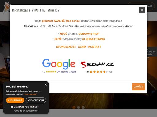 digitalizace vhs a převod vhs - nejlepší ?hodnocení?digitalizace vhs v čr - převod vhs ?, hi8, digital8, minidv, 8mm filmu, na dvd s vylepšením obrazu. skenování diapozitivů a negativů. ?. převod z videokazet