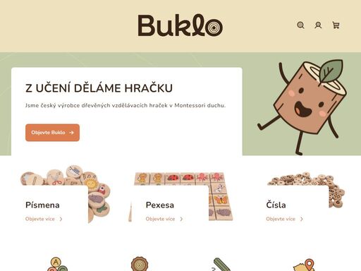 jsme buklo - dřevěné vzdělávací hračky, které dětem pomáhají růst.