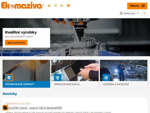 bezolejová maziva pro lisování a ohýbání, maskování a závěsy pro lakovny a galvanovny, absorbenty, odmašťování, separační kapaliny ochrana do skladů, endoskopy. ekomaziva s.r.o.