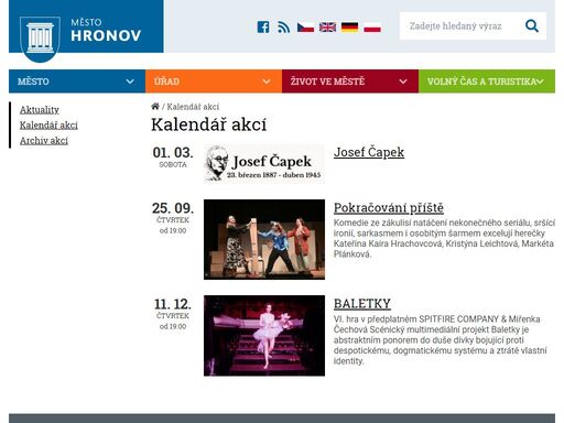 hronov - oficiální internetová prezentace městského úřadu