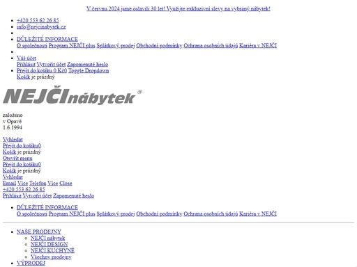 20 moderních poboček- prodejny, kuchyňská studia, e-shop ~30 let zkušeností. sedací soupravy, obývací stěny, kuchyně, postele, matrace, skříně, židle, stoly