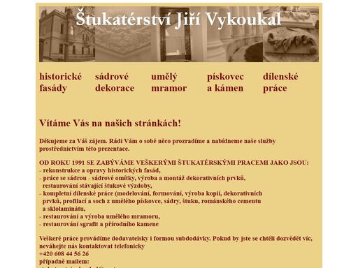 stukaterstvi jiri vykoukal   nabízíme veškeré štukatérské práce. 