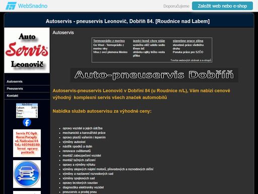 autoservis-pneuservis v dobříni 84 u roudnice n/l, vám nabízí cenově výhodný,  komplexní servis všech značek automobilů 