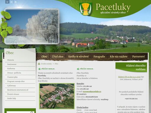 oficiální stránky obce pacetluky