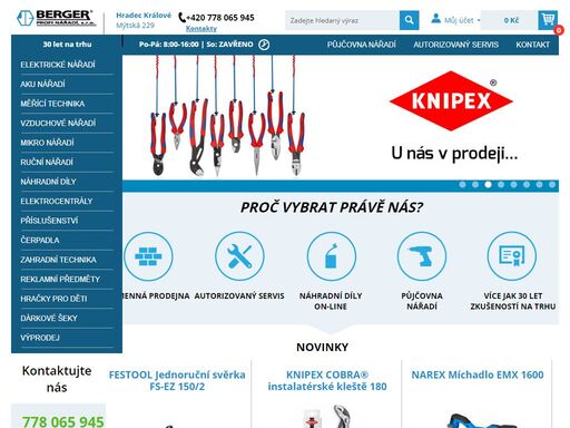 berger profi nářadí nabízí prodej profesionálního a hobby nářadí, půjčovnu a servis včetně prodej náhradních dílů v hradci králové.