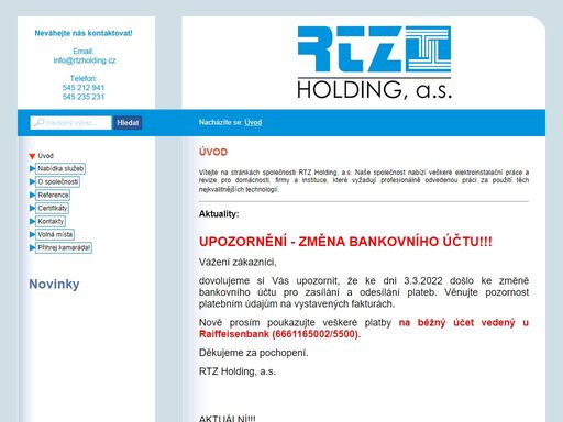 rtz holding a.s. - 
