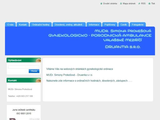 mudr.simona prokešová, gynekologicko-porodnická ambulance - valašské meziříčí, kelč, dolní bečva