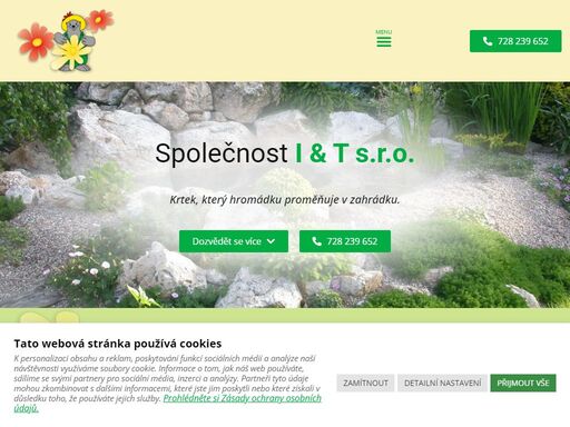 krtek, který hromádku proměňuje v zahrádku. zahrady a okrasná jezírka v jihlavě | společnost i & t s.r.o.