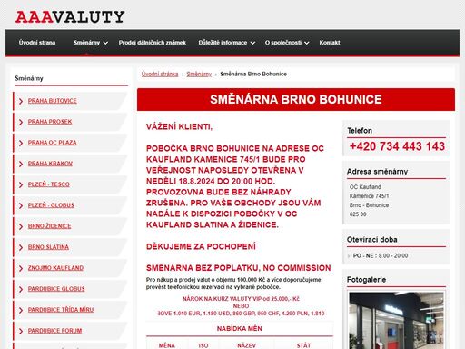 směnárna brno bohunice a firma euroexchange s.r.o. se zabývá směnárenskou činností a nabízí online kurzy včetně vip kurzovního lístku.