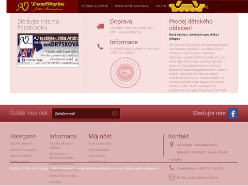 eshop s dětským oblečením, sportovní soupravy, sportovní dresy