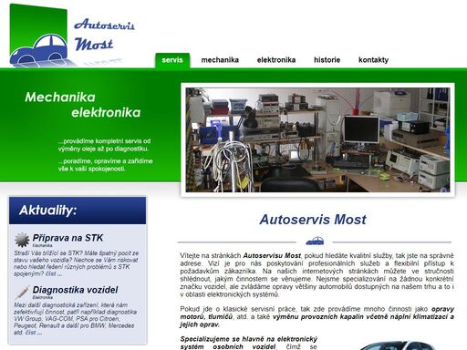 opravy elektronických a mechanických součástí motorových vozidel v autoservisu most.