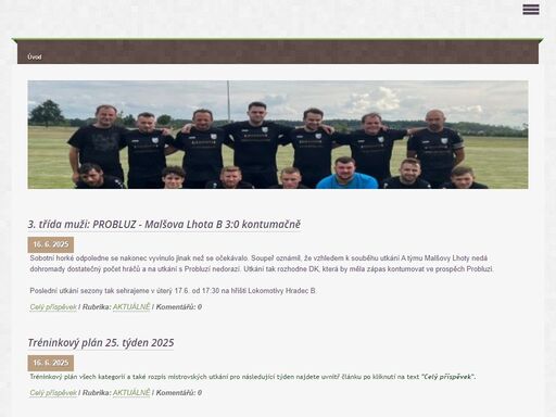 stránky fotbalového klubu afk probluz