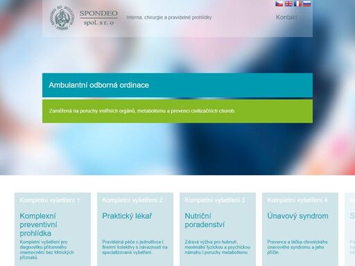 ambulantní odborná ordinace zaměřená na poruchy vnitřních orgánů, metabolismu a prevenci civilizačních chorob. ordinace je situována v dostupné lokalitě v areálu kliniky v kartouzské ulici na andělu, přímo za oc nový smíchov.
