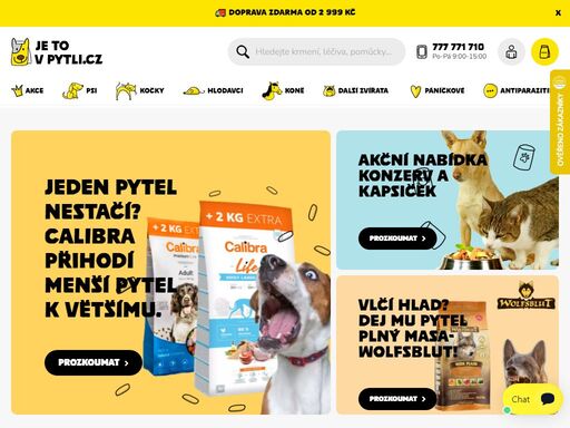 jsme pytel plný dobrot pro všechny zvířecí mazlíčky i jejich páníčky. vybírejte z více jak 15 000 produktů skladem, které doručíme následující den. honem, ať jetovpytli.cz