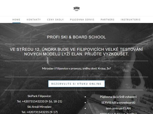 lyžařská škola jeseníky, půjčovna, servis lyží, elan test centrum, prodej lyžařských doplňků