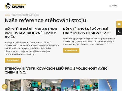 máme dlouholeté zkušenosti se stěhováním strojů - přestěhujeme objemné cnc stroje, obráběcí stroje i další průmyslové stroje a zařízení.