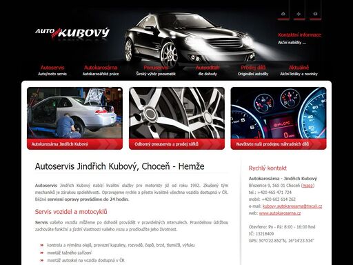 jindřich kubový - kvalitní služby pro motoristy. nabízíme opravy vozidel a motocyklů, pneuservis, prodej náhradních dílů a odtahovou službu.