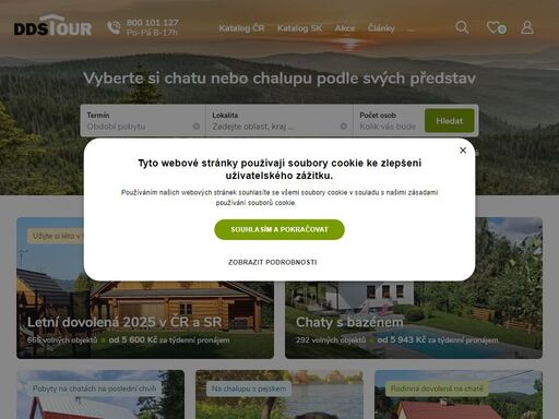 rezervujte chaty a chalupy pro dovolenou on-line. více jak 600 v atraktivních lokalitách. chaty k pronájmu v čr  i na slovensku.