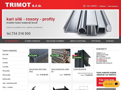 prodáváme kari sítě, roxory a další hutní materiál. maloobchod s hutním materiálem. doprava po celé čr za výhodnou cenu. nakupujte chytře.