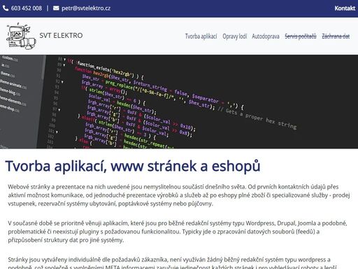 tvorba internetových aplikací, webových stránek, převodních můstků, datových feedů, zpracování dat