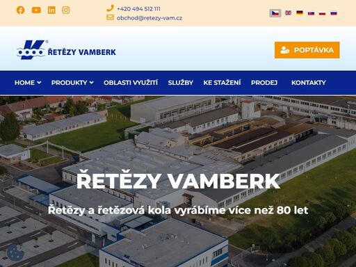 výroba válečkových, dopravních a speciálních řetězů a řetězových kol
