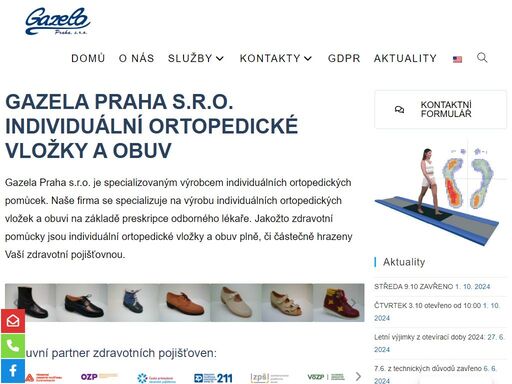 individuální ortopedické vložky a obuv na základě lékařského poukazu. adresa: čumpelíkova 1764/2, praha 8, tel. 283 881 333, e-mail info@gazela-praha.cz