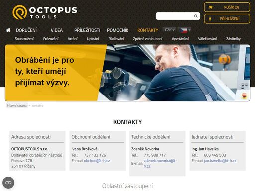kontakty octopustools váš eshop pro obráběcí nástroje