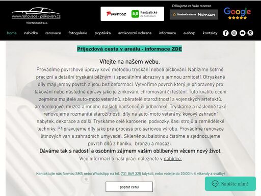 povrchové úpravy kovů metodou tryskání,pískování. tryskáme staré nebo zašlé autodíly, plechové disky, rámy, částí karoserie, průmyslové díly a mnoho dalších rozmanitých dílů. čistíme motory a hliník balotinou. www.renovace-piskovani.cz
