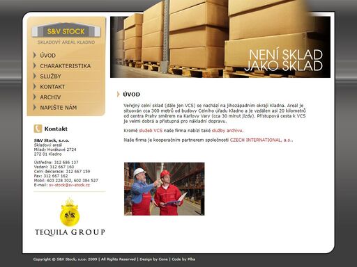 s&v stock, s.r.o. - skladový areál kladno, veřejný celní a necelní sklad, archiv